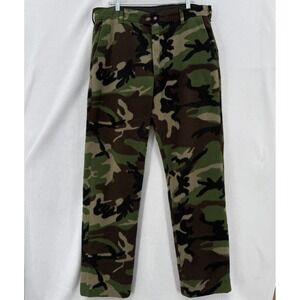 Cabela's Whitetail Fleece Pants Mens L Green Camo Vintage Heavyweight Lined USA